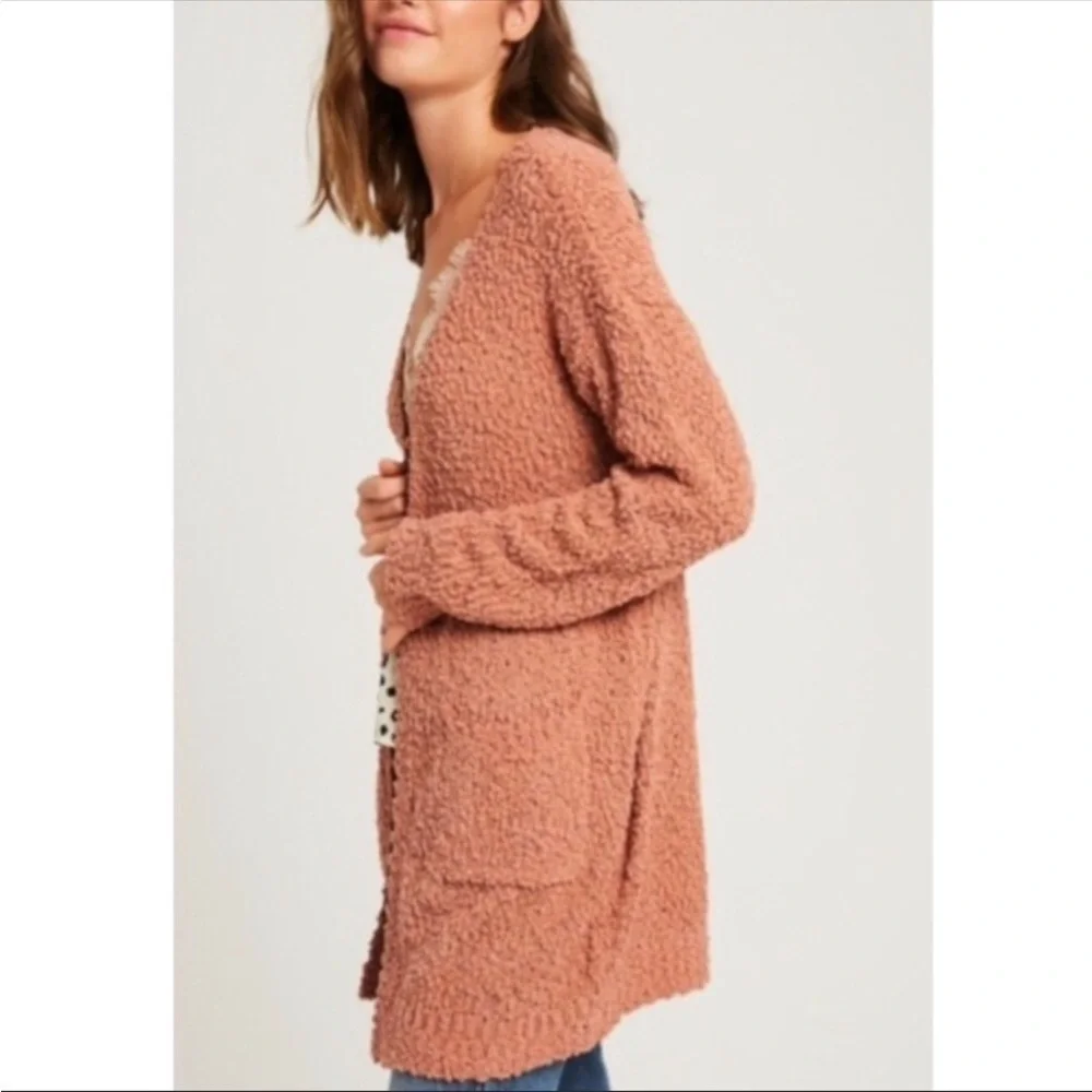 Listicle Pumpkin Spice Cozy Popcorn Knit Cardigan‎